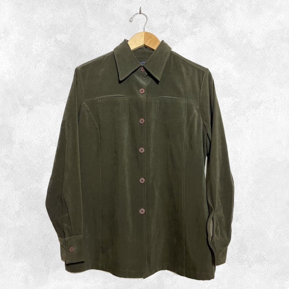 EXPRESS Velvet Green Button Down